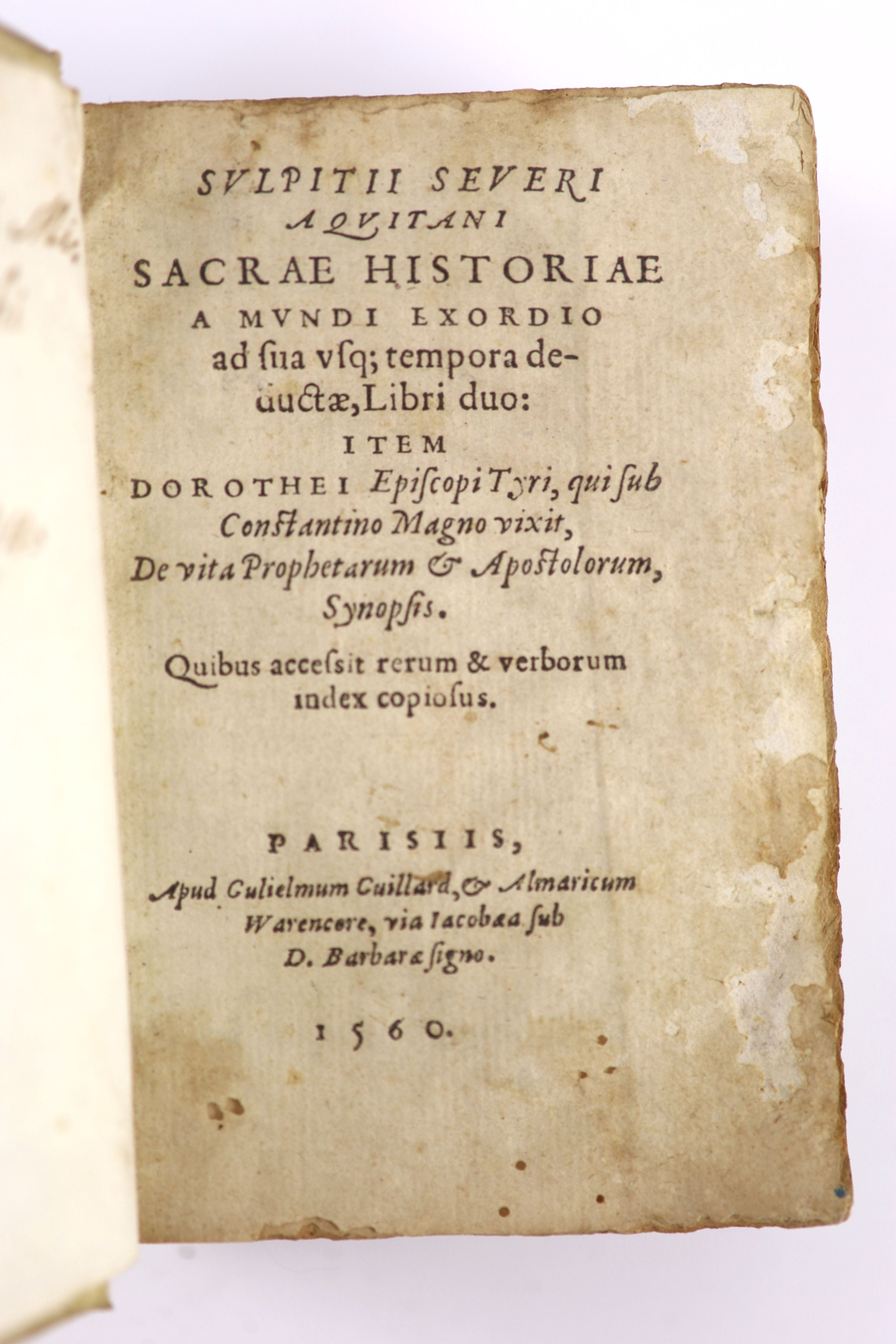 Sulpicius, Severus. Sacrae Historiae a Mundi Exordio ...